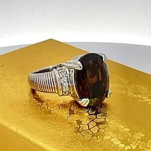 Judith Ripka - Smoky Quartz 925 Sterling CZ Diamonique Ring